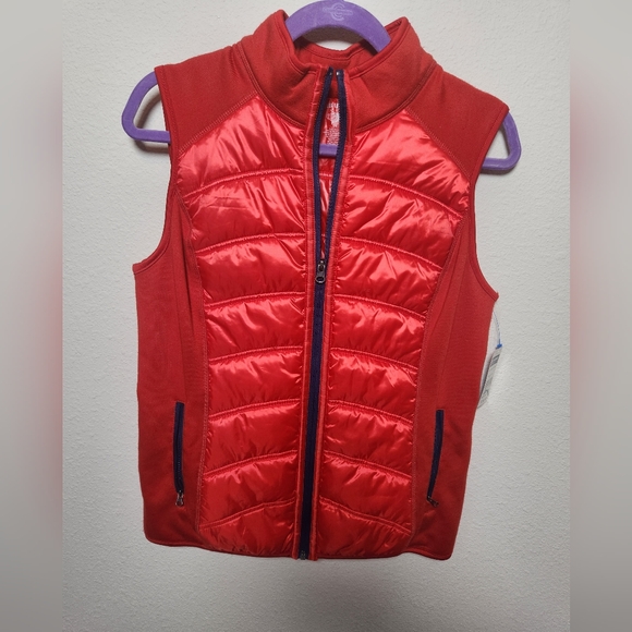 NWT Reel Legends Performance Clothing Women's Puff Fleece Vest Red‎ Blue … - Picture 1 of 11